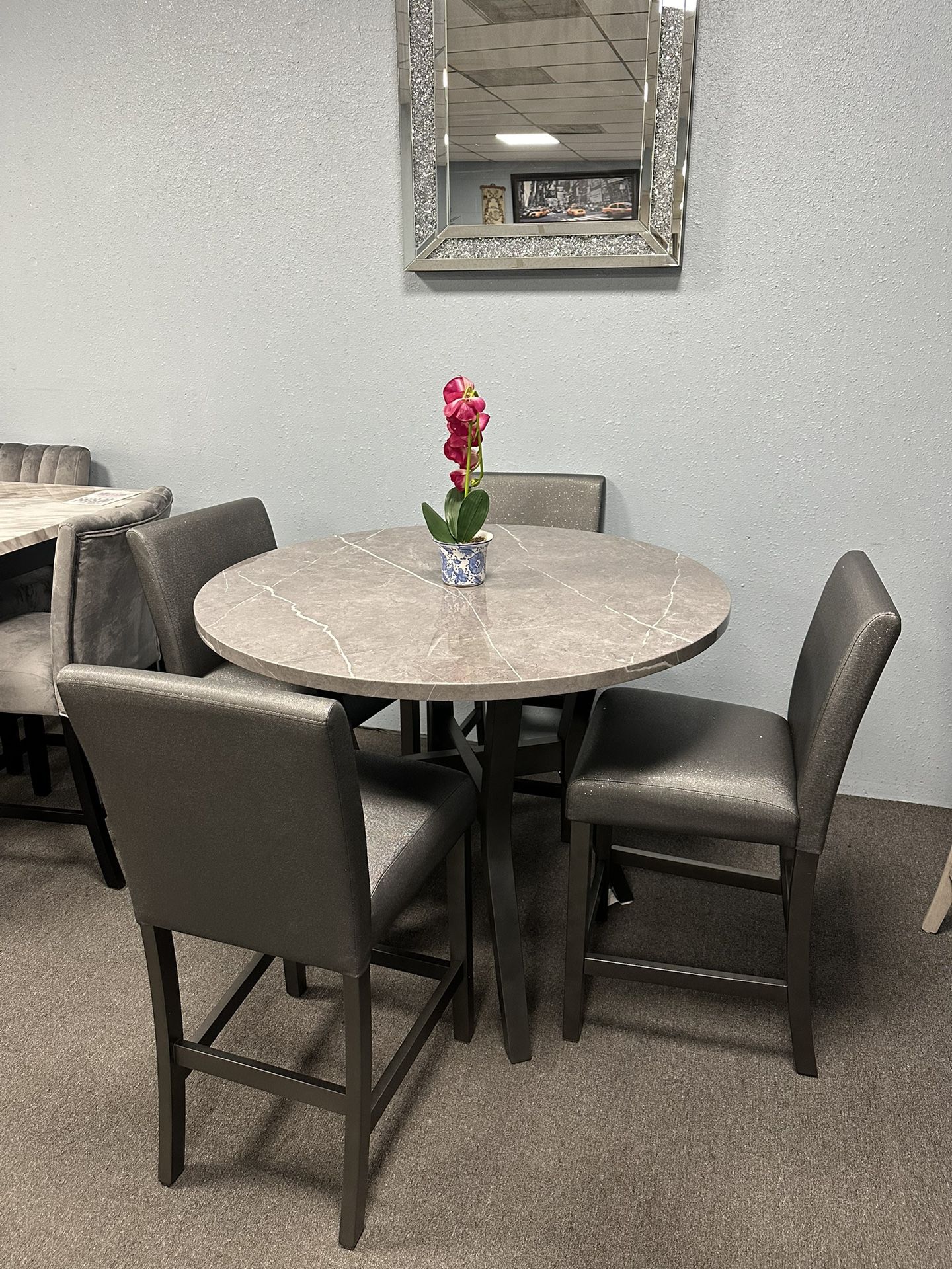 5PC Gray Dining Table Set