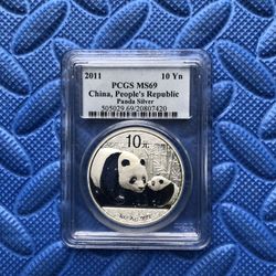 2011 MS 69 Silver Panda Coin