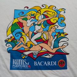 VINTAGE 1990s Bacardi Rums of Puerto Rico Art Graphic size XL