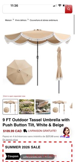9 FT Outdoor Tassel Patio Umbrella