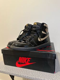 Nike Air Jordan 1 High Patent Leather Black/Gold Size 10.5 w/ Original Box