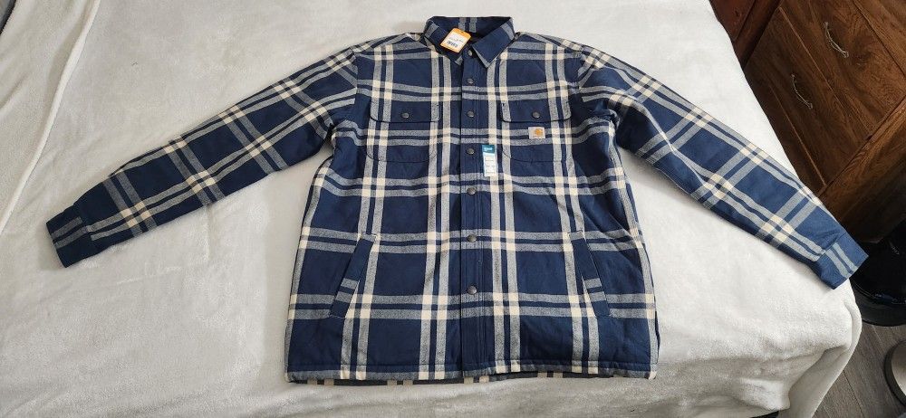 Carharrt Relaxed Fit Flannel Sherpa-Lined Shirt Jacket
