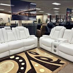 NEW ELEGANT LEATHER RECLINER Living Room Couches Sofa Loveseat LED/BLUETOOTH $10 DOWN