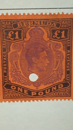 Used Bermuda £1 Stamp With Printing Error. 