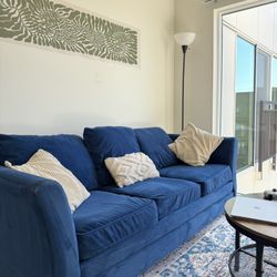 Blue pull out sofa /hide-a-bed With mattress 
