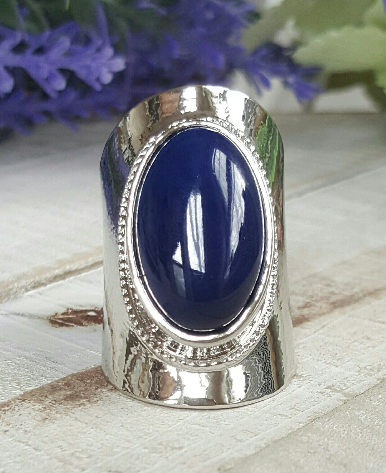 (Local) Blue Gemstone Boho Ring, Size 8