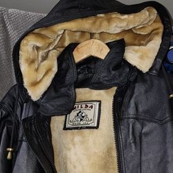 Female Wilda Black shearling Leather Coat