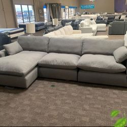 Cloud Comfy Plush Smoke Ivory Modular Sectional Sofa Couch