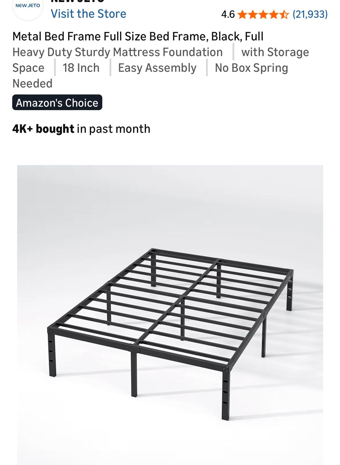 18” Full Size Platform Bed Frame 