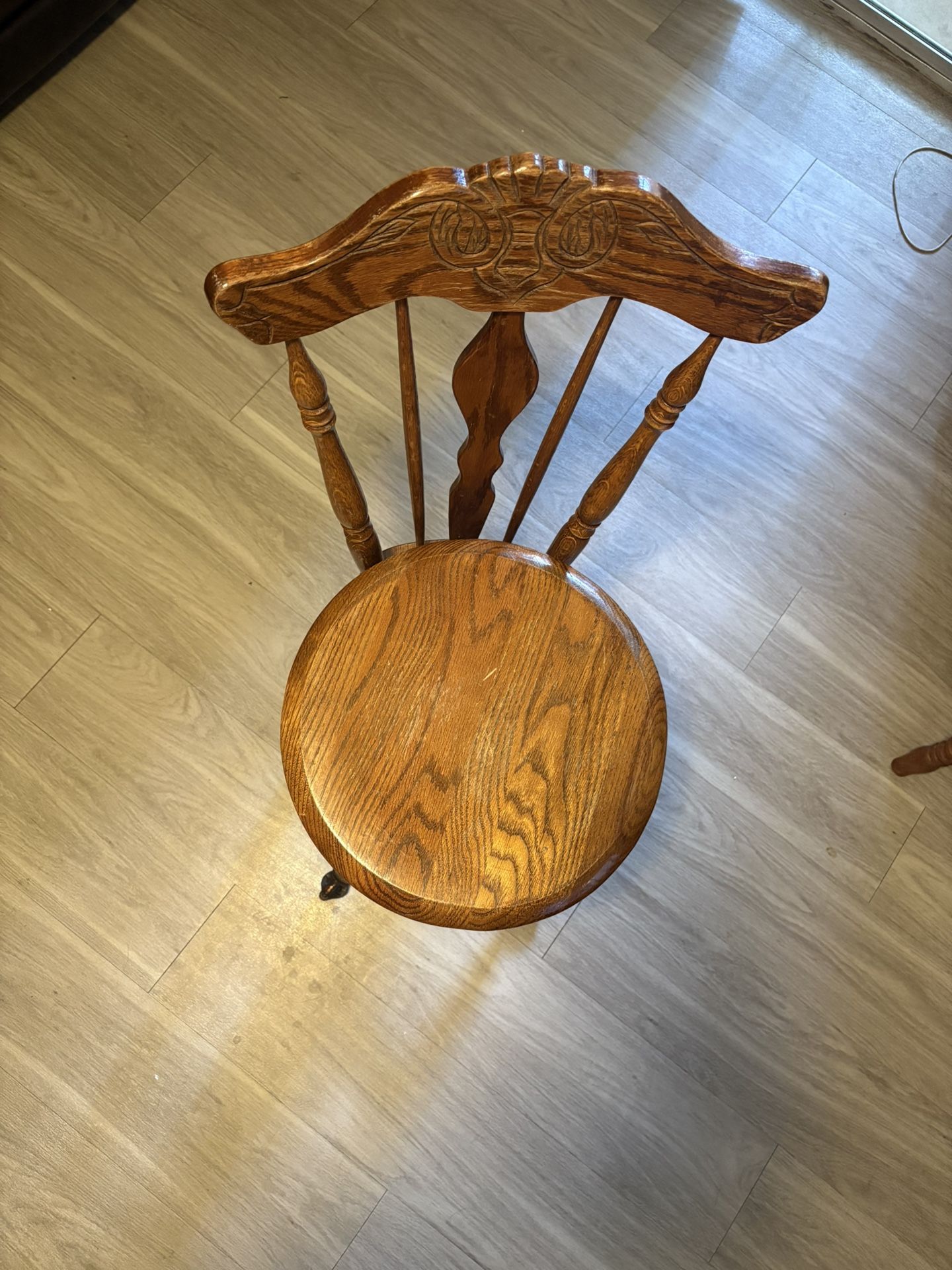 Vintage Style Oak Adjustable Swivel Chair