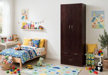 The Yorktown Wardrobe is a great storage addition for any house. This functional piece is crafted in selected espresso veneers, includes two front doo