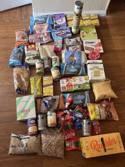 NOT FREE NOT EXPIRED All Dried /Food Cans, Spices, Sparking Water ,Chocolate, Crackers,Raisins& Macaroni for 20$