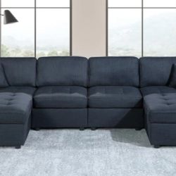 Brand New Blue Sectional Sofa (Pillows Included)