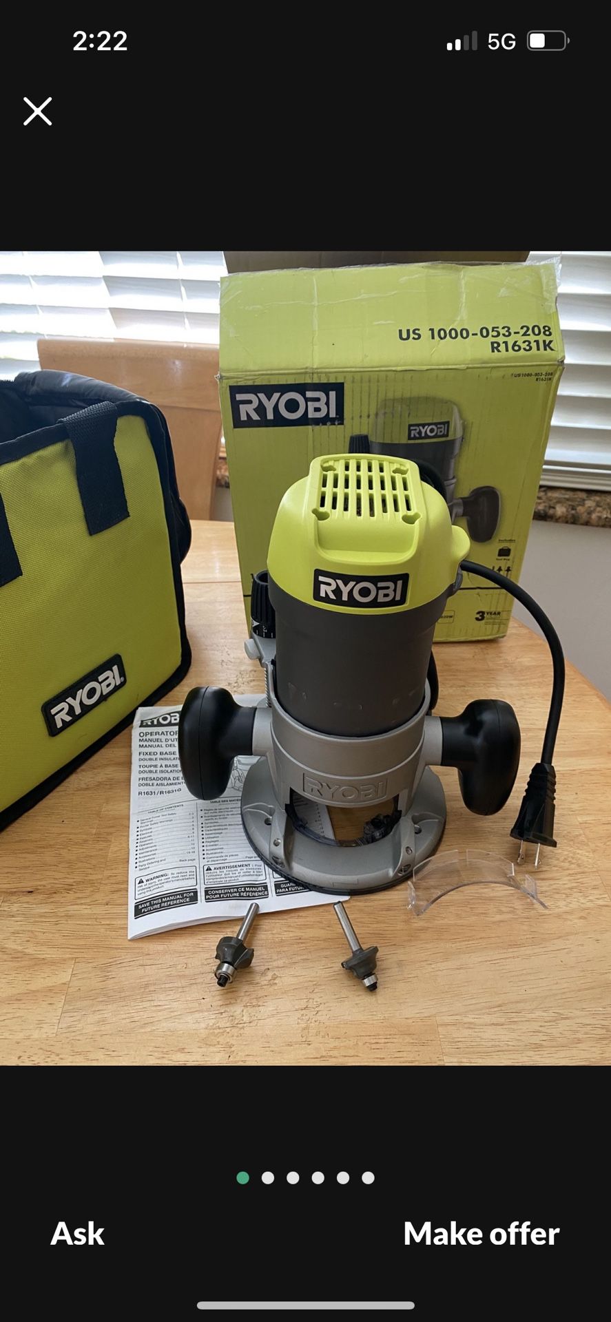 Ryobi Router 1-1/2 Inch Electric