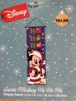 Disney Christmas Mickey Mouse “Ho Ho Ho” Hanging Banner Wall Decor