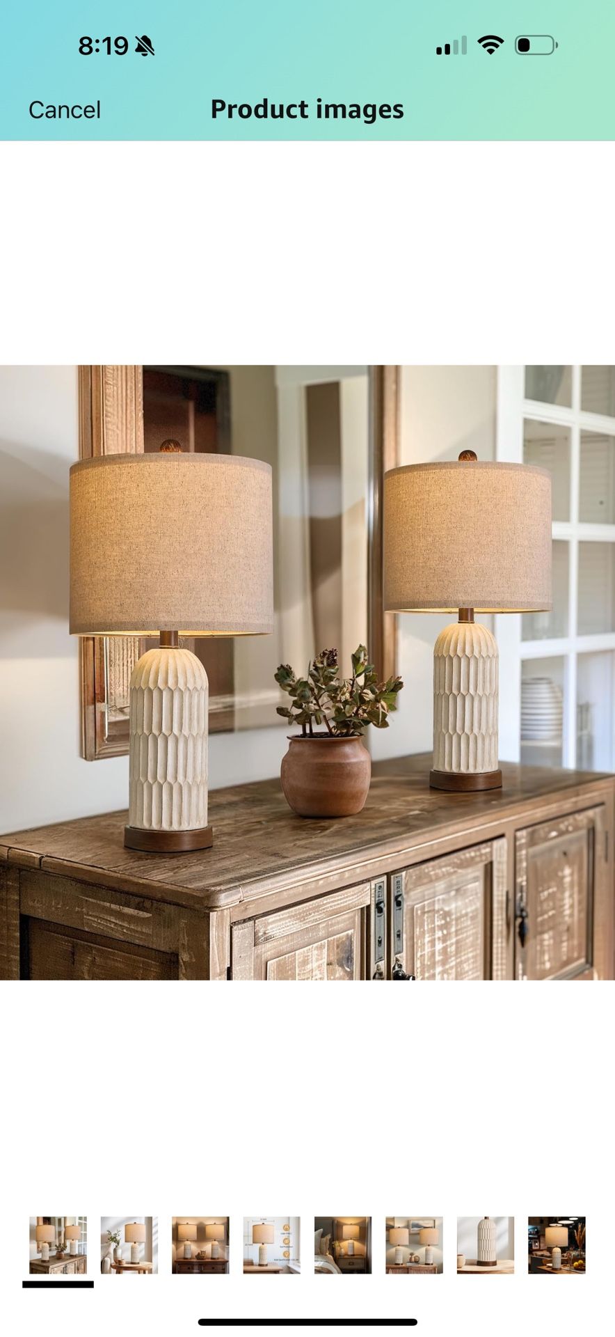 OYEARS 22.5" Table Lamp for Living Room,Retro Farmhouse Lamps for Nightstands Boho Bedroom Lamps Set of 2,with USB A+C Charging Ports,Beige and Brown