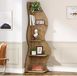 New assembled 5-Tier Corner Shelf, Modern Wall Corner Bookshelf Bookcase