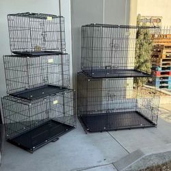 New In Box $30 To $70 24” To 48” Small To X Large Size Dog Cage Crate Foldable Collapsible Metal Steel Wire Kennel With Tray 