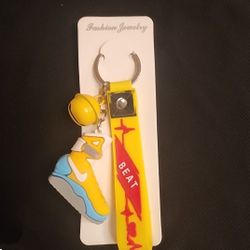 Super Adorable Yellow, Blue, and Gray Sneaker Keychain