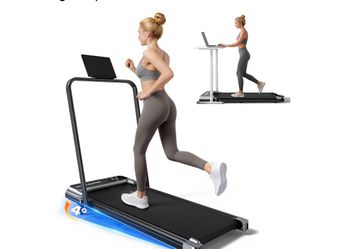 Walking Pad Treadmill with Incline and Handle Bar - 2.5HP Quiet Motor, LED Display, Silver