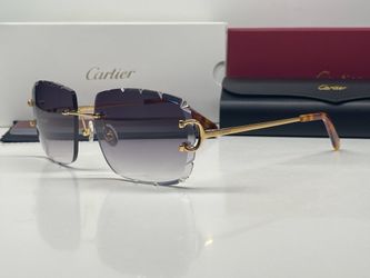 Gold Cartier  Big C Sunglasses Buffalo Horn Glasses