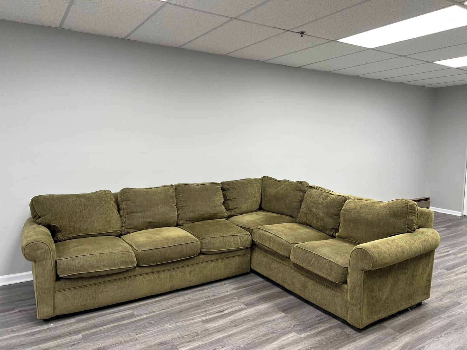 Large Olive Green Sectional Couch