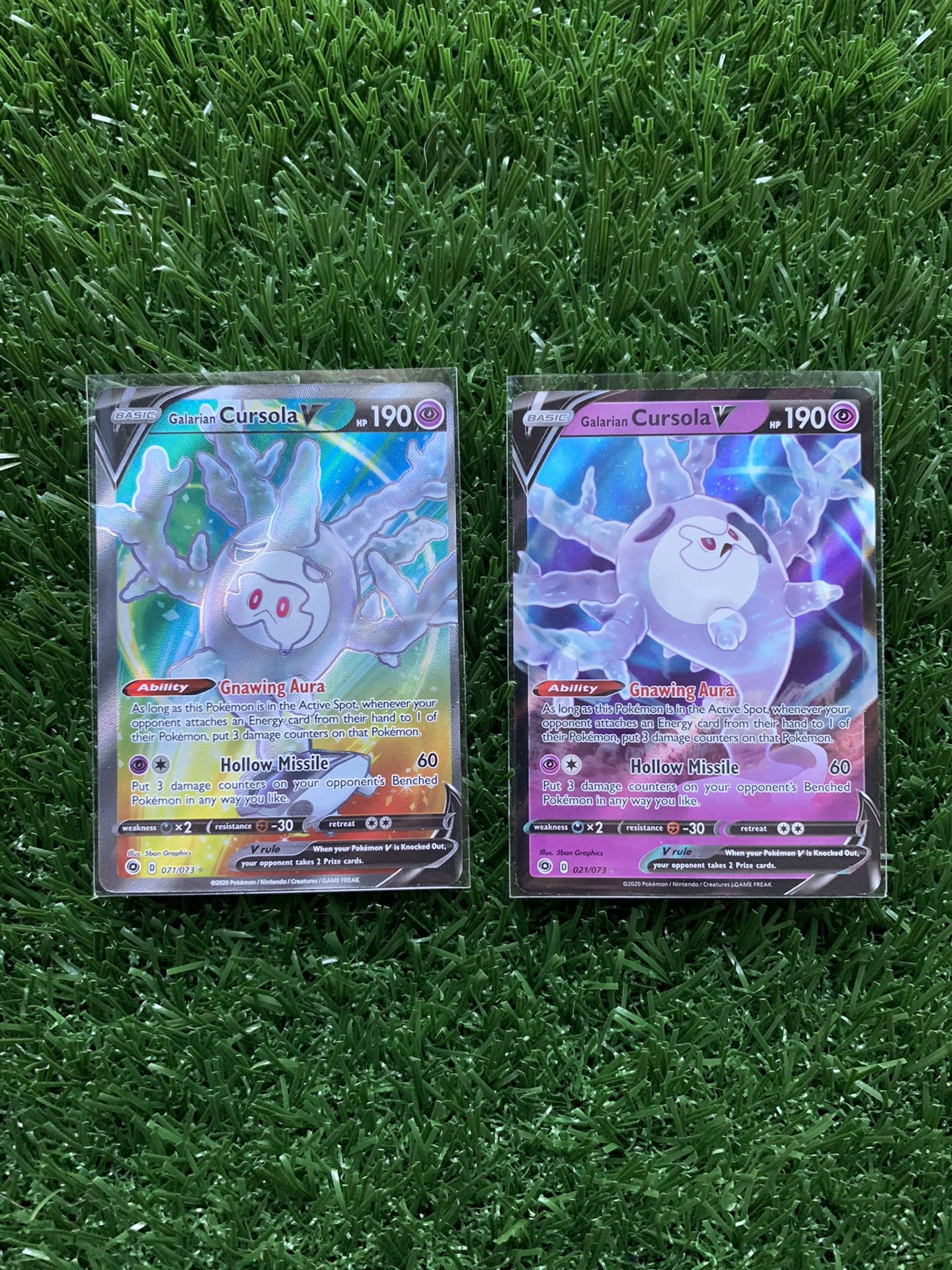 MINT Pokémon Card Galarian Cursola V 071/072 and 021/073