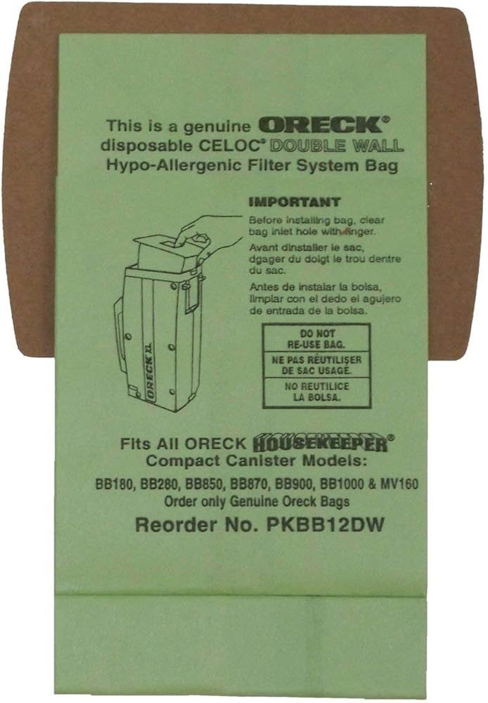 8 Oreck Genuine XL Buster B Canister Vacuum Bags PKBB12DW Housekeeper Bag