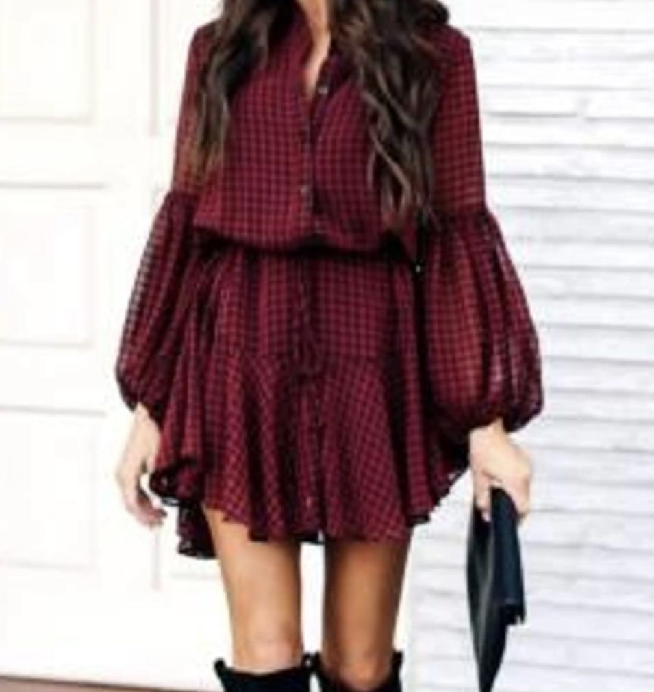 Clarisbelle Plaid Shirt Dress