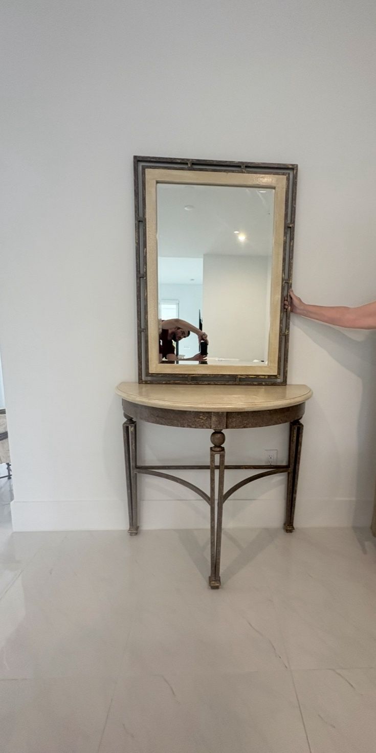 Half-Moon Foyer Table With Mirror
