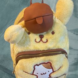 RARE Loungefly Cute Fun Pompompurin Sanrio Mini Fuzzy Backpack Yellow HTF NWOT