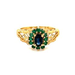 14k Gold Emerald/Sapphire Ring