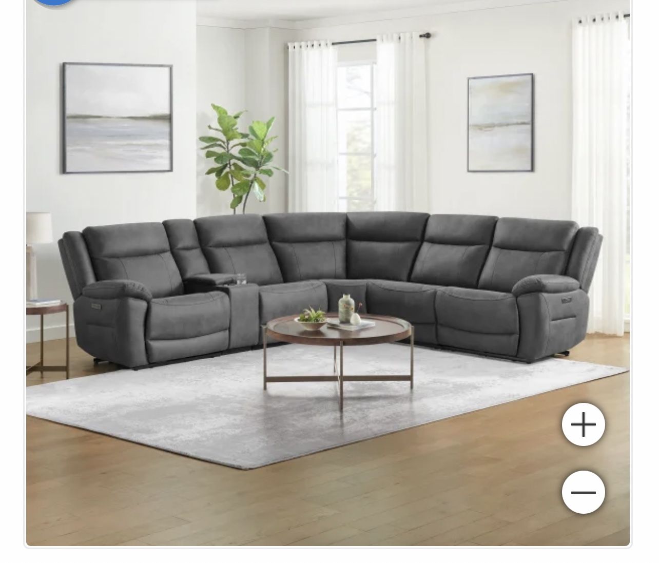 Zakary 6-piece Fabric Power Reclining Sectional With Power Headrests