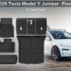 New 2025 2026 Tesla Model Y Juniper Floor Mats 9PCS Full Set All Weather Non-Slip Front Rear Cargo Liner Second Row Seat Back Mats Trunk Mats Interior