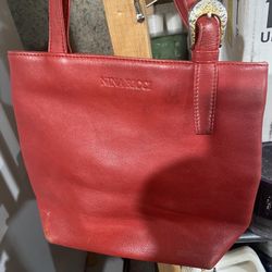 Nina Rocco Rare Red Leather Tote Bag Vintage