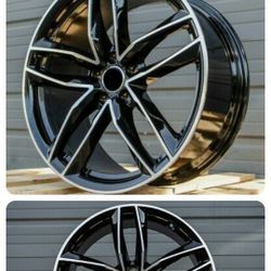 19" Rims RS Style Black/Machined Lip