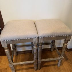 Farsiris Counter Height Stool in Gray Fabric and Weathered Oak Finish