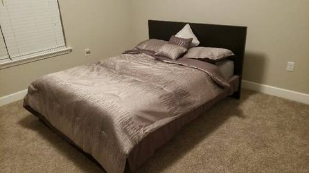IKEA MALM High Bed Frame (Queen) with 4 Storage Drawers - Dark Brown