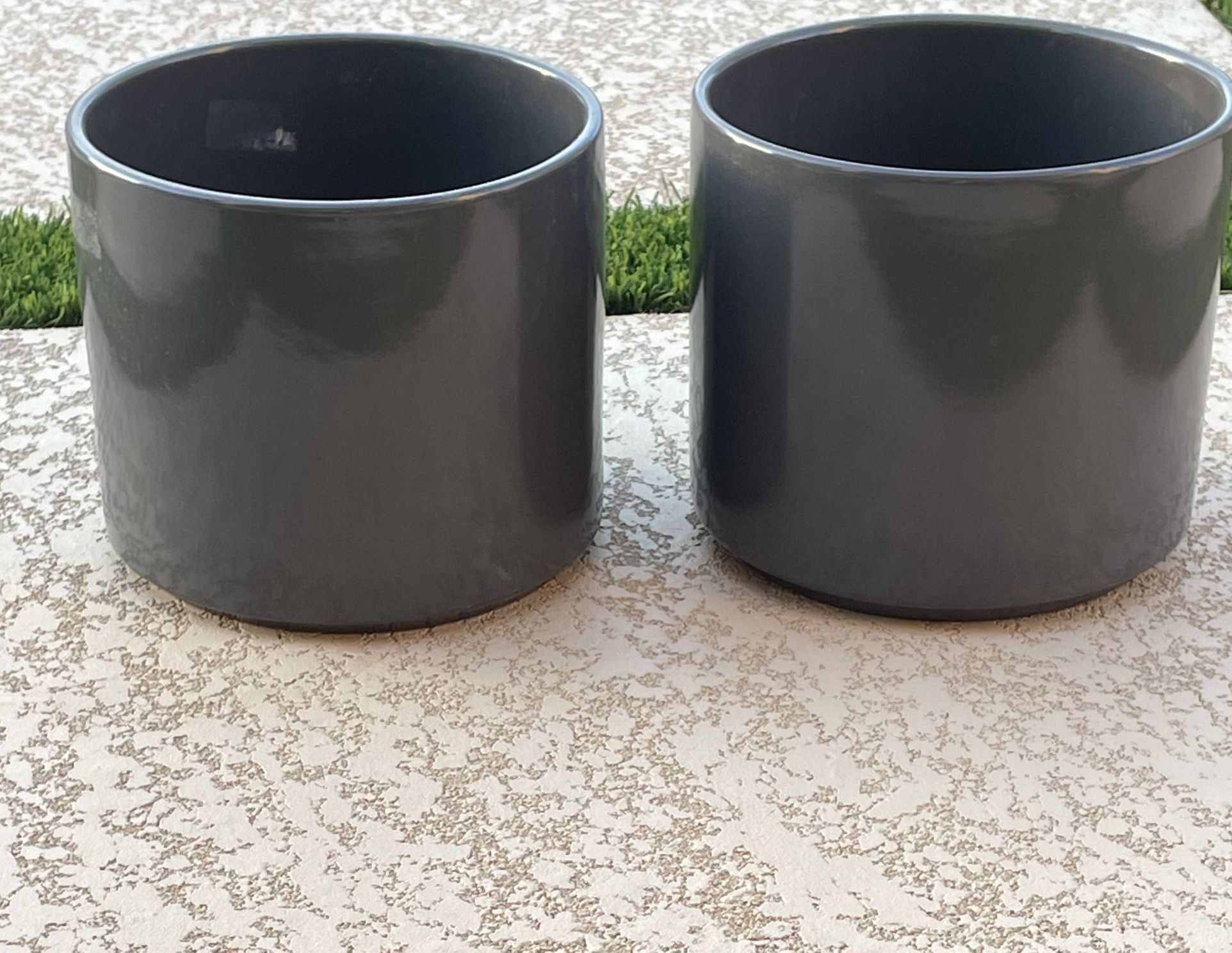 Pair Of Charcoal Grey Gainey Flower Pots Mid Century