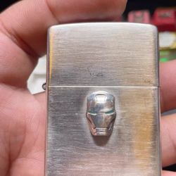  
ZIPPO Chipo Sterling Silver 925 Iron Man Stickers Glow-in-the-Dark Eyes Lighter Not Included 