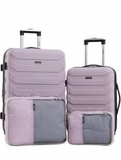 Wrangler 4 Piece Miami Luggage and Packing Cubes Set, Burnished Lilac