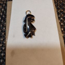 14k Gold Black Stone Some Lucky And Spirituality Pedant Small  Ring You Put Ring Its Not Gold