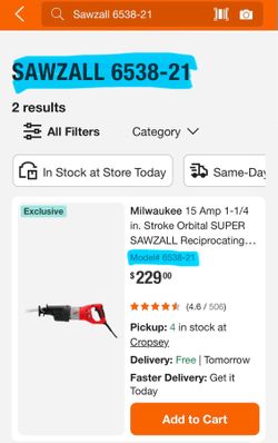 MINT Milwaukee Sawzall Model 6538-21 resiprocating saw