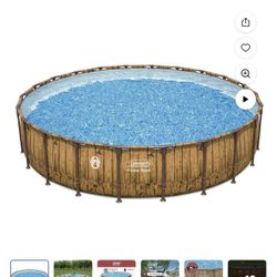 Coleman Power Steel Conjunto de Piscina sobre el Suelo con Estructura Metálica Redonda de 22' x 52"