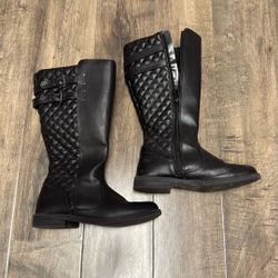 Girls Faux Leather Boots - Size 2Y - Black