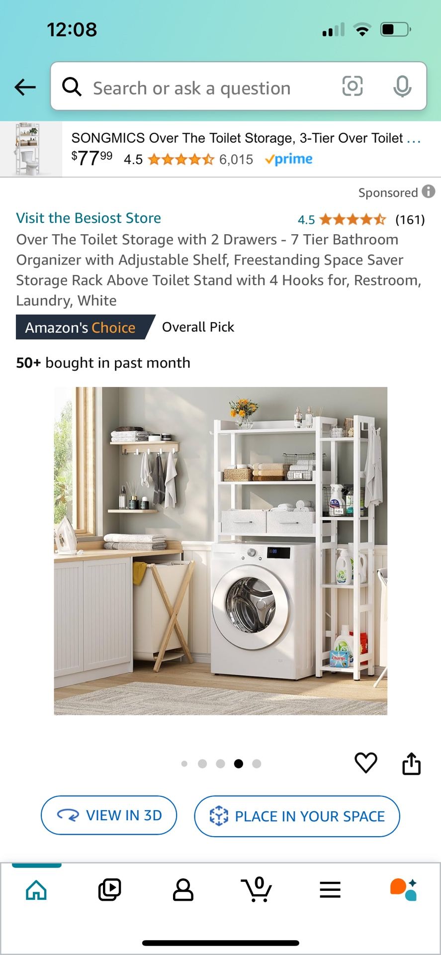 New! 7 Tier Bathroom Organizer with Adjustable Shelf, Freestanding Space Saver Storage Rack