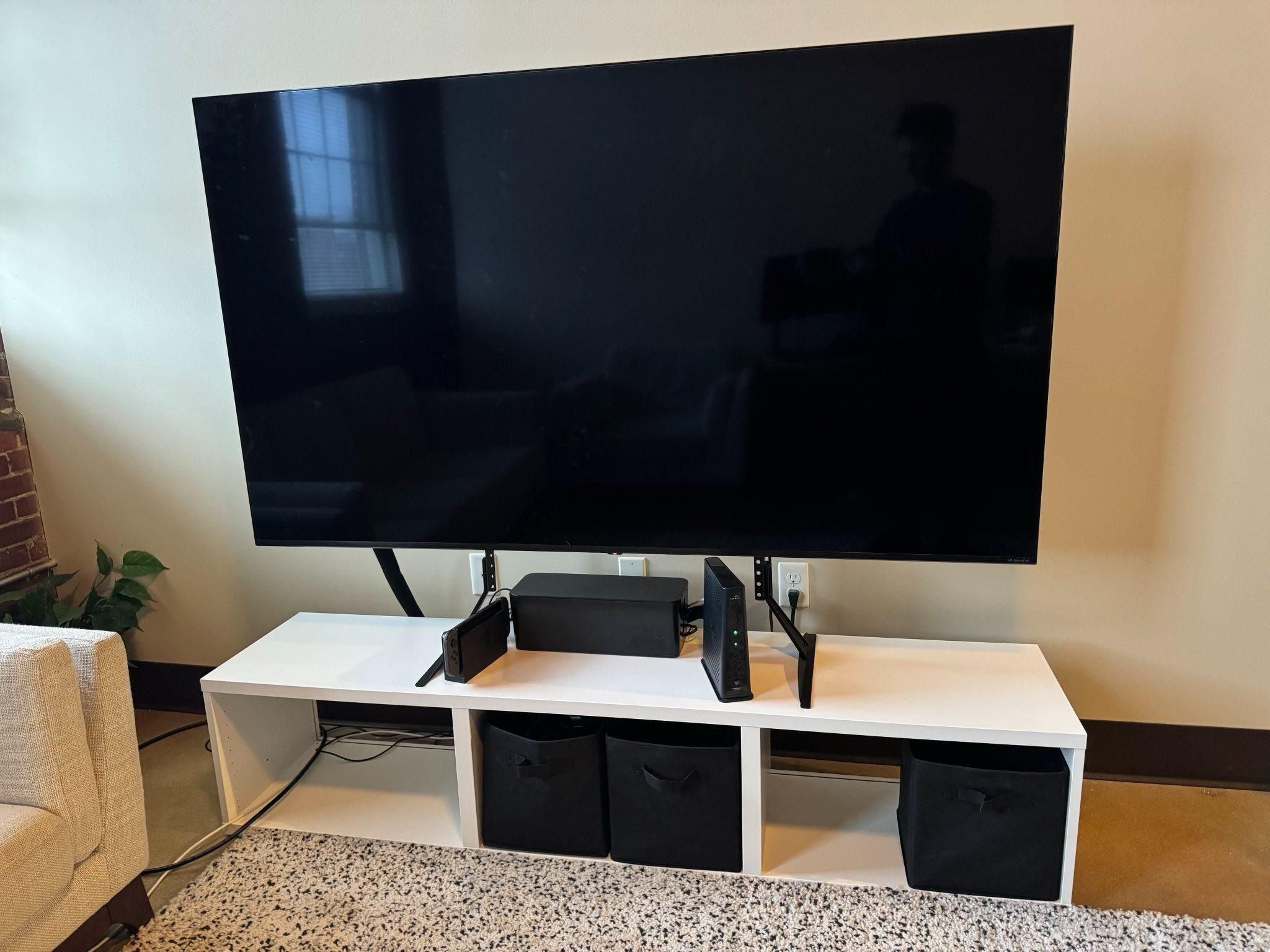LG 75" TV and IKEA Besta TV Stand