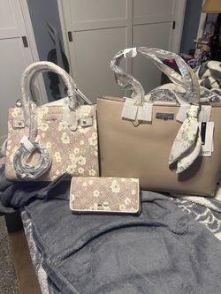 Nine West Handbags and wallet floral color and beige