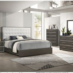 Modern gray and white bedroom set