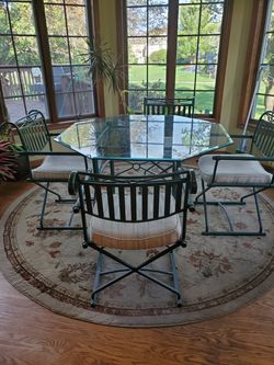 Beveled cast iron kitchen table and chairs